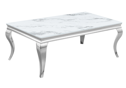 Table basse rectangulaire effet marbre blanc | Halo