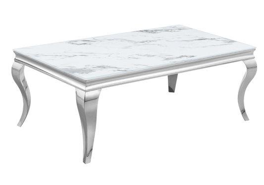 Table basse rectangulaire effet marbre blanc | Halo