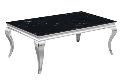 Ensemble table marbre noir et 4 chaises argent | Halo