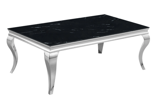 Table basse rectangulaire marbre noir et argent | Halo