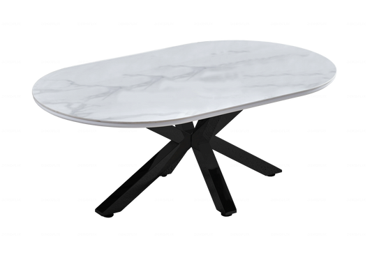 Table basse ovale en céramique et marbre noir | Zenix