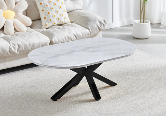 Table basse ovale en céramique et marbre noir | Zenix