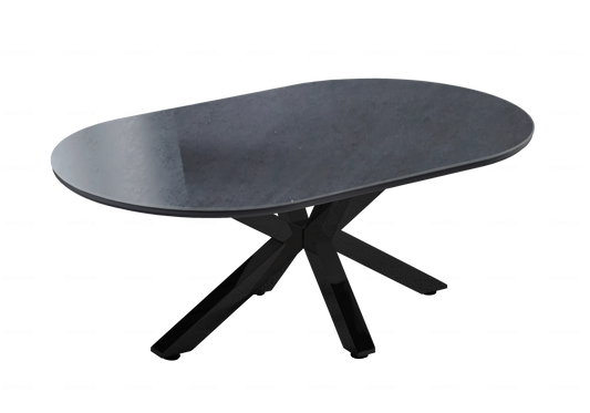 Table basse ovale en céramique noire effet pierre | Zenix