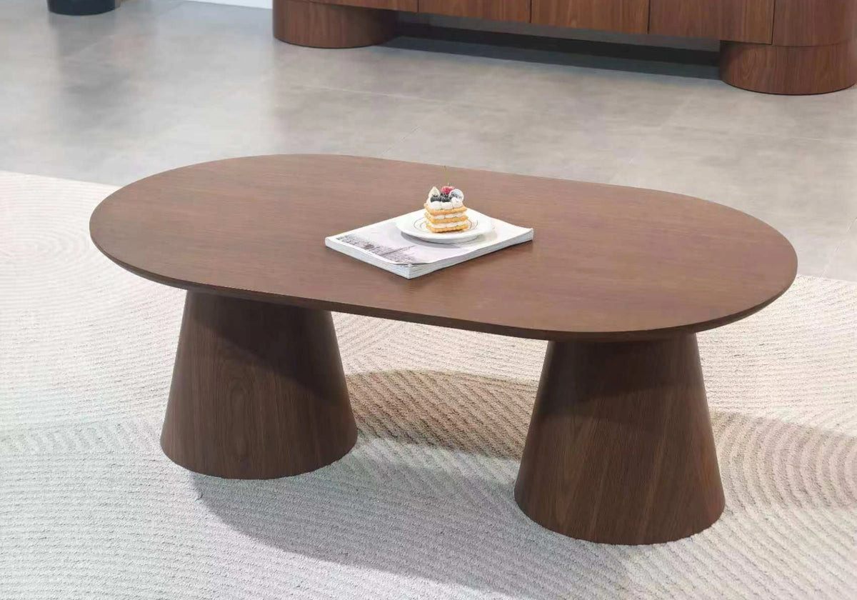 Table basse ovale noyer design contemporain | Velix