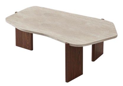 Table basse rectangulaire arrondie travertin | Vexis