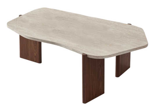 Table basse rectangulaire arrondie travertin | Vexis
