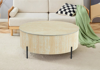 Table basse ronde céramique travertin naturel | Vexto