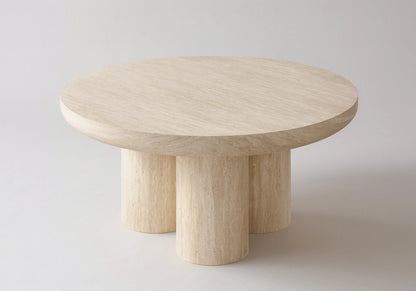 Table à manger ronde effet travertin 4 personnes | Zenth