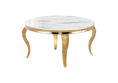 Table basse ronde marbre blanc et pieds or | Halo