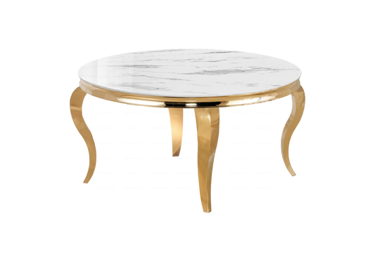 Table basse ronde marbre blanc et pieds or | Halo