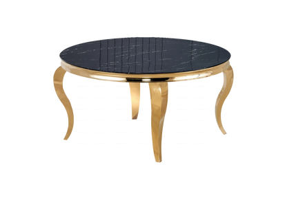 Table basse ronde marbre noir et métal doré | Halo