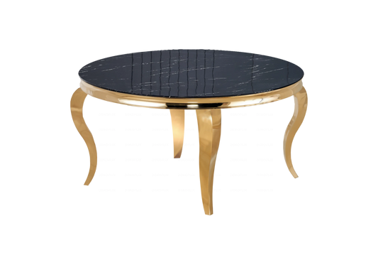 Table basse ronde marbre noir et métal doré | Halo