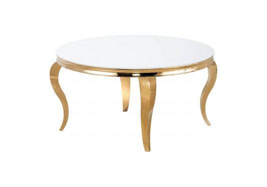 Table basse ronde verre blanc et métal doré | Halo