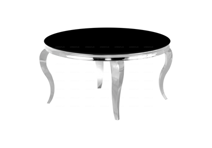 Table basse ronde verre noir et pieds argent | Halo