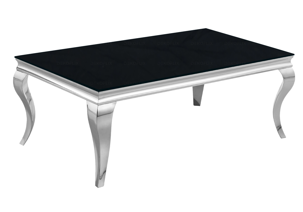 Table basse rectangulaire verre noir et argent | Halo