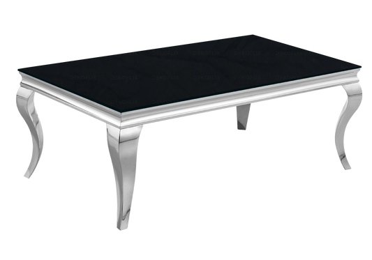 Table basse rectangulaire verre noir et argent | Halo