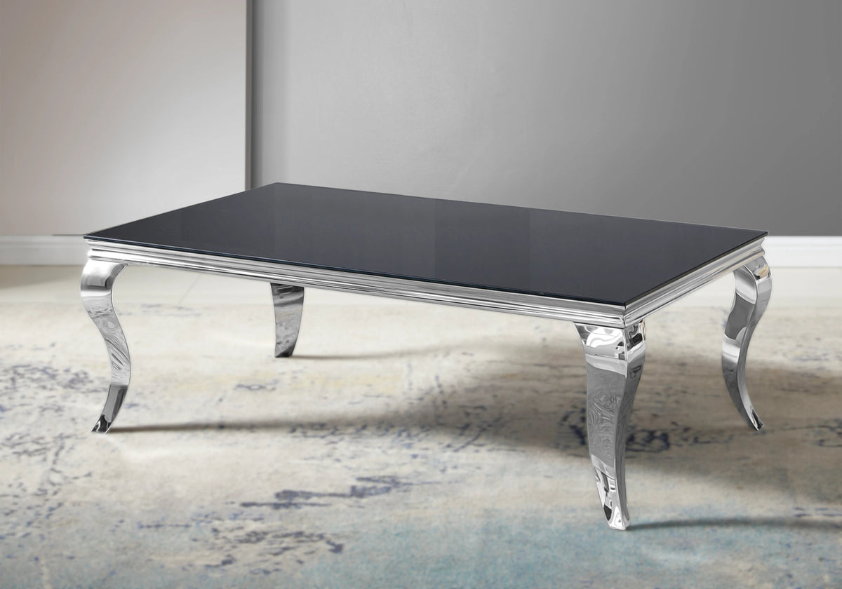 Table basse rectangulaire verre noir et argent | Halo
