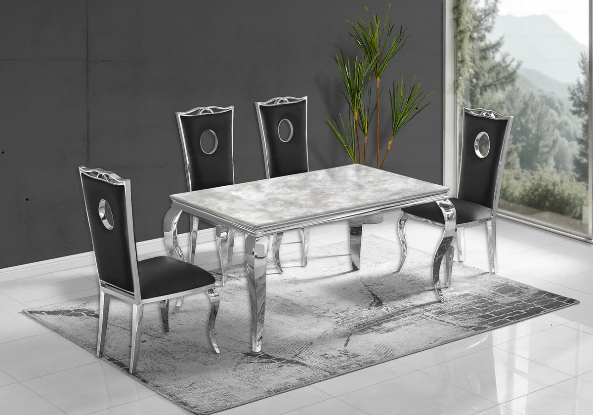 Lot de 4 chaises médaillon baroques noires et argent | Kivo
