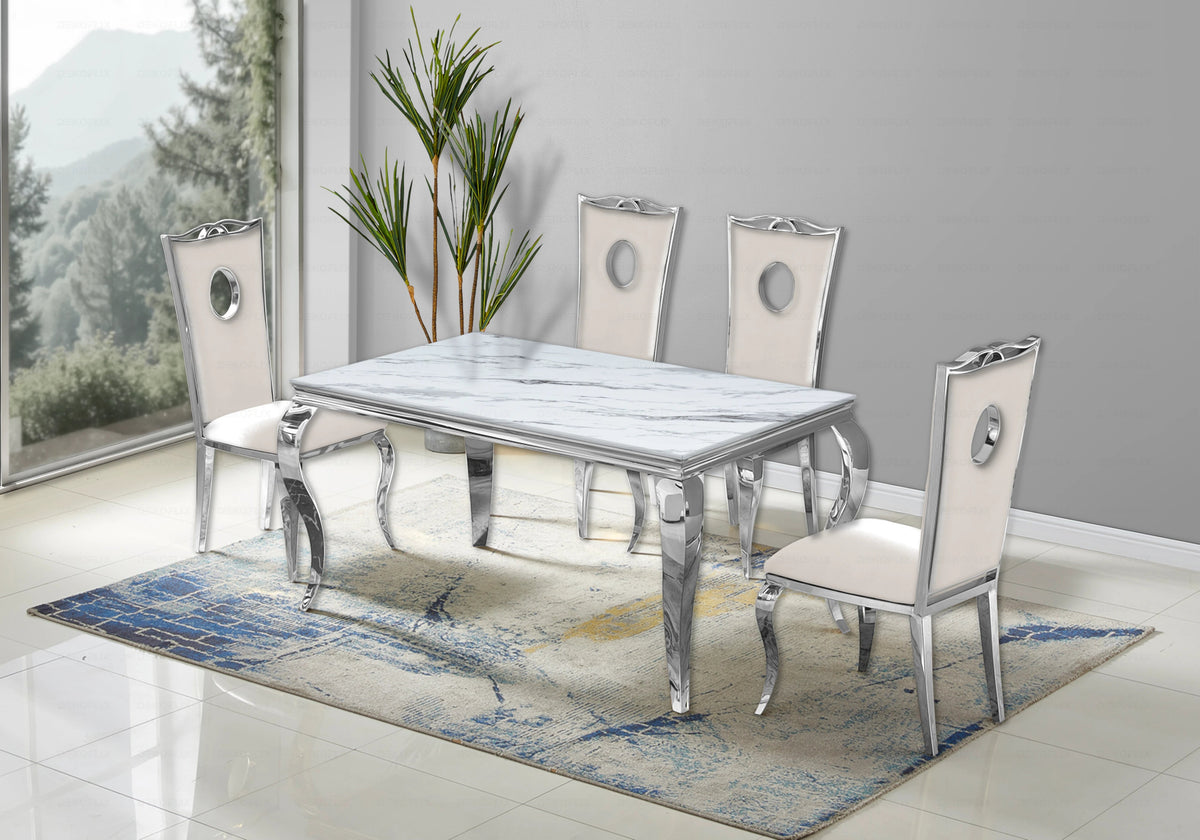 Lot de 4 chaises médaillon baroque beige | Kivo