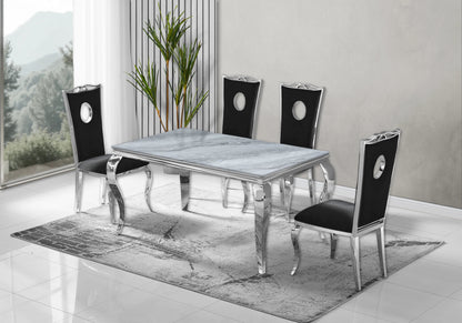 Lot de 4 chaises médaillon baroque en noir | Kivo