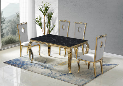 4 chaises médaillon baroque dorées en gris | Kivo