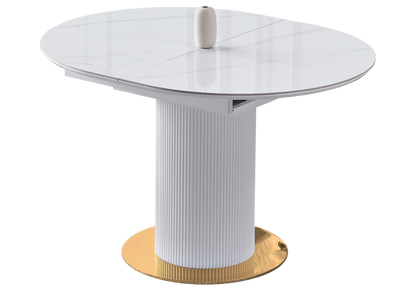 Ensemble table marbre blanc et 4 chaises taupe | Xavi