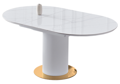 Table à manger extensible ronde céramique marbre | Xavi