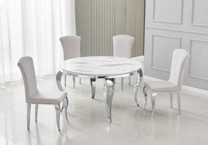 Lot de 6 chaises en beige et pieds argent | Zyra
