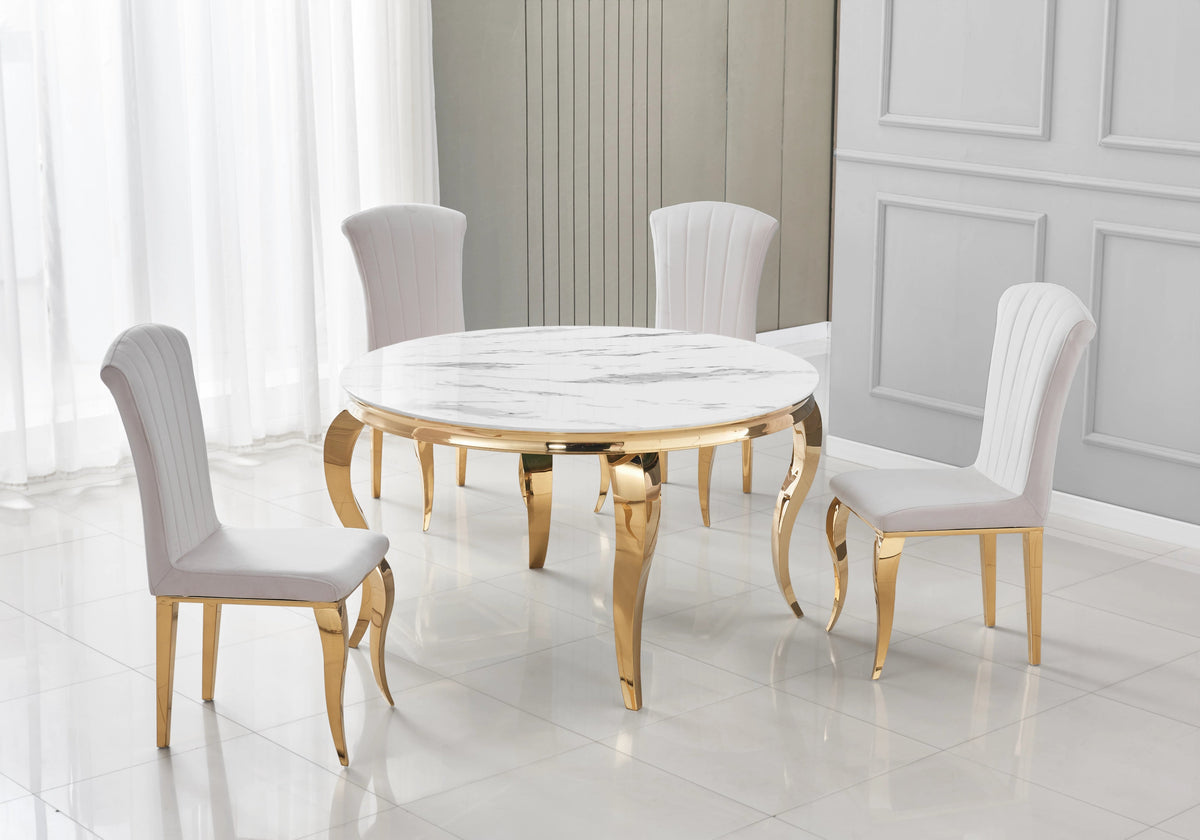 Lot de 6 chaises en beige et pieds or | Zyra