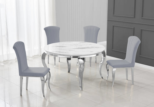 Lot de 6 chaises en gris et pieds argent | Zyra