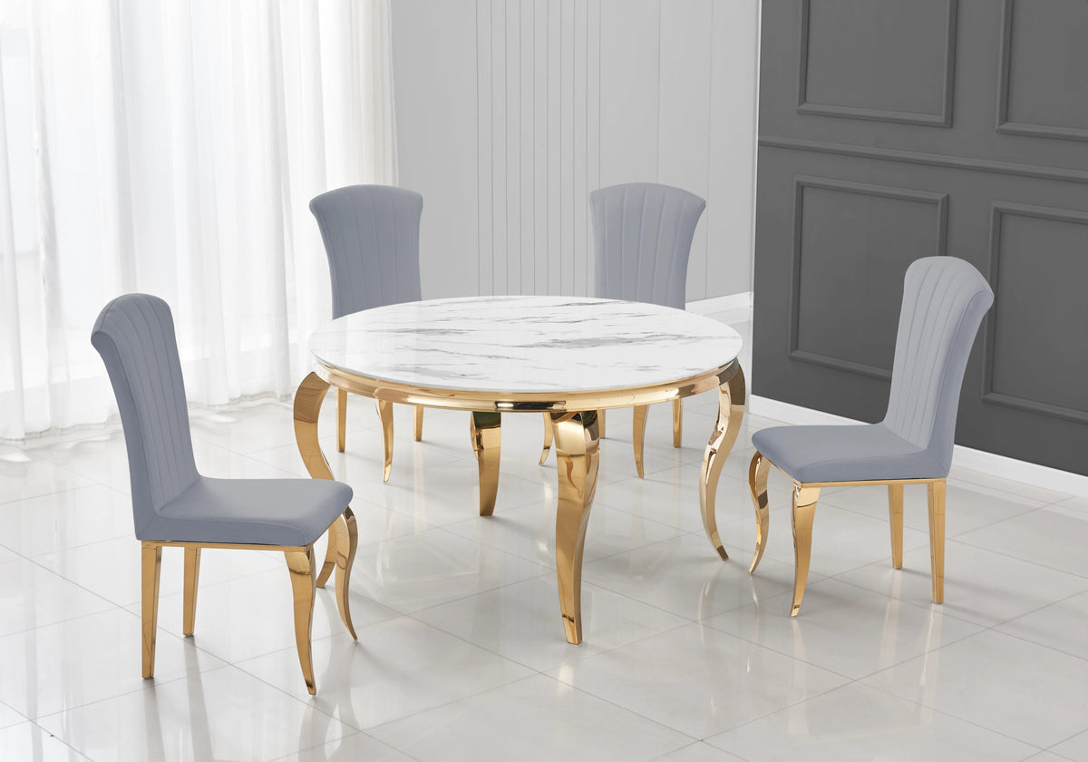 Lot de 6 chaises en gris et pieds dorés | Zyra