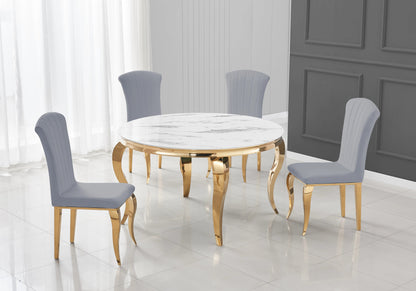 Lot de 6 chaises en gris et pieds dorés | Zyra
