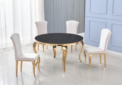 Lot de 6 chaises velours écru et pieds dorés | Zyra