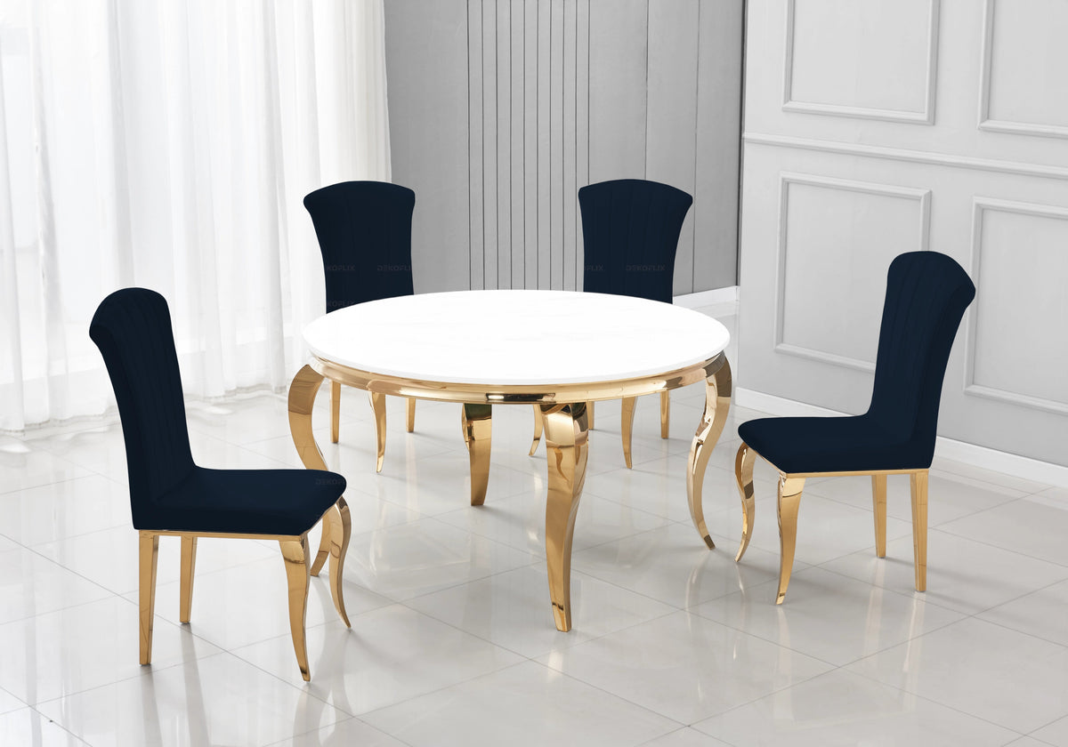 Lot de 6 chaises en noir et pieds or | Zyra