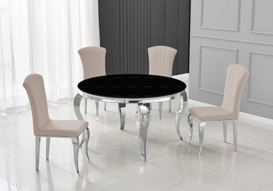 Lot de 6 chaises en taupe et pieds argent | Zyra