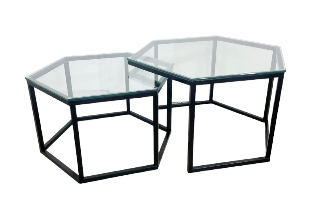 Tables basses gigognes verre noir pour salon | Zevo