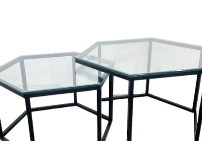 Tables basses gigognes verre noir pour salon | Zevo