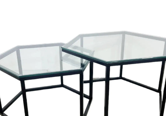 Tables basses gigognes verre noir pour salon | Zevo
