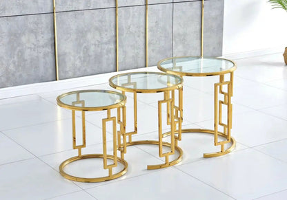 Tables gigognes dorées acier et verre trempé | Veltis