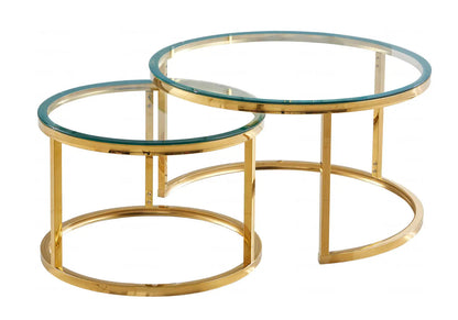 Tables gigognes rondes dorées verre trempé | Opal