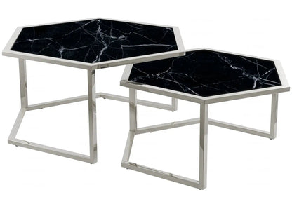 Tables gigognes design octogonales verre blanc | Zelix