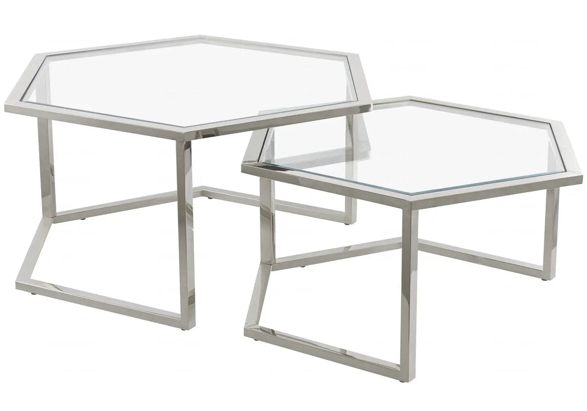 Tables gigognes octogonales verre trempé | Zelix
