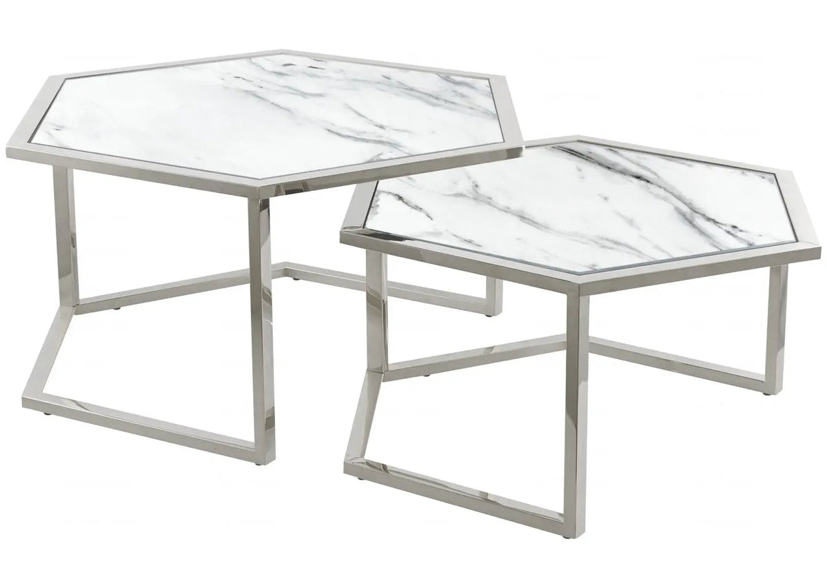 Tables gigognes octogonales verre trempé | Zelix