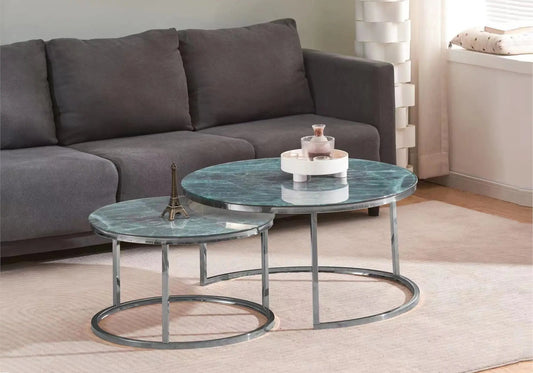 Tables gigognes marbre gris pour salon moderne | Opal