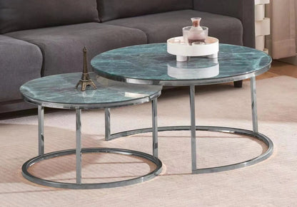 Tables gigognes marbre gris pour salon moderne | Opal