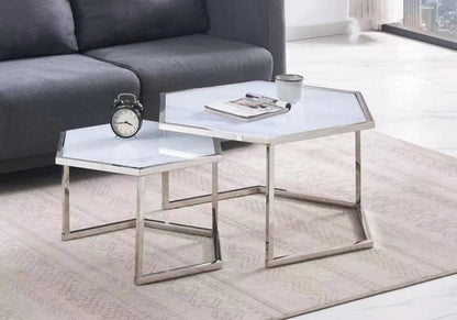 Tables gigognes octogonales effet marbre noir | Zelix
