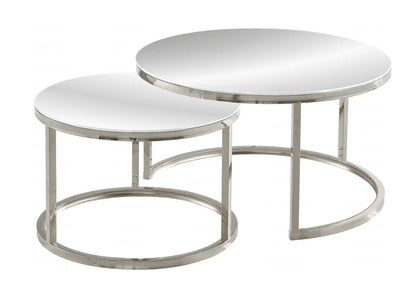 Tables gigognes miroir acier chromé pour salon | Opal