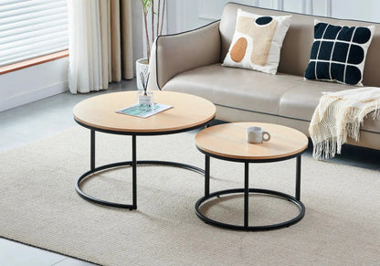Tables gigognes bois de chêne et métal noir | Opal