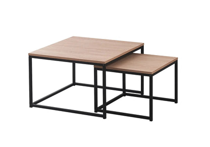Lot de tables basses gigognes noir et bois gris | Kaelo