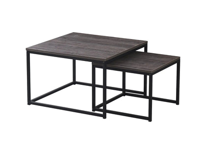 Tables gigognes de salon bois noir et métal | Kaelo
